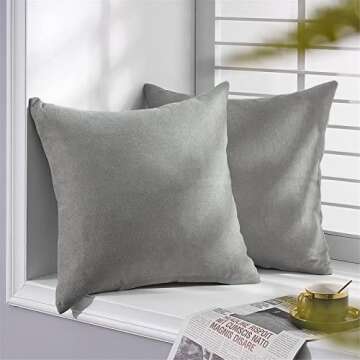 Top Finel Gray Decorative Throw Pillow Covers Large Soft Chenille Pillow Covers Solid Euro Pillowcase Square Modern Cushion Case 24 X 24 for Couch Bedroom Sofa, Pack of 2, Grey