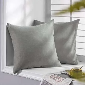 Top Finel Gray Decorative Throw Pillow Covers Large Soft Chenille Pillow Covers Solid Euro Pillowcase Square Modern Cushion Case 24 X 24 for Couch Bedroom Sofa, Pack of 2, Grey