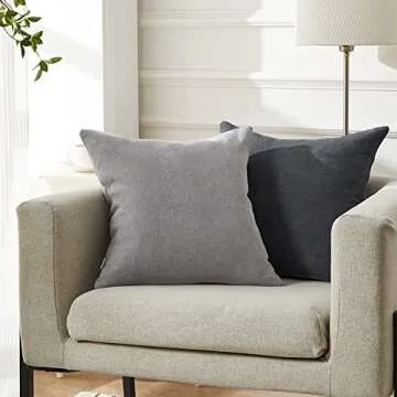 Top Finel Gray Decorative Throw Pillow Covers Large Soft Chenille Pillow Covers Solid Euro Pillowcase Square Modern Cushion Case 24 X 24 for Couch Bedroom Sofa, Pack of 2, Grey