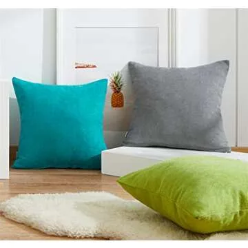 Top Finel Gray Decorative Throw Pillow Covers Large Soft Chenille Pillow Covers Solid Euro Pillowcase Square Modern Cushion Case 24 X 24 for Couch Bedroom Sofa, Pack of 2, Grey