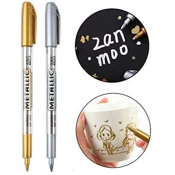 MYARTOOL Metallic Marker Pens, Gold and Silver Metallic Permanent Markers for Artist Illustration, C...