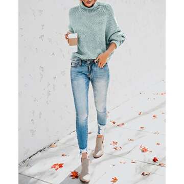Saodimallsu Womens Turtleneck Oversized Sweater Green - Comfy & Stylish