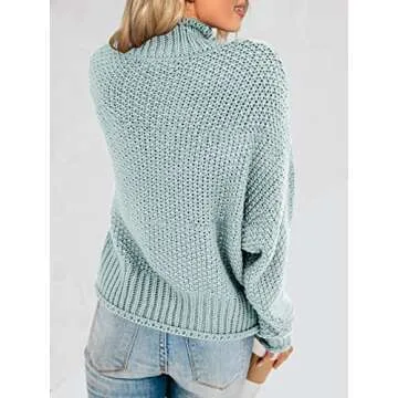 Saodimallsu Womens Turtleneck Oversized Sweater Green - Comfy & Stylish