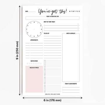 Bliss Collections Daily Planning Pad, To Do List Notebook - Undated Tear-Off Sheets Notepad - Work Calendar, Organizer, Scheduler for Goals, Tasks - You've Got This (Pink), 6" x 9", 50 Sheets