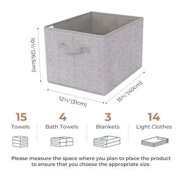 GRANNY SAYS Jumbo Closet Storage Bins, Storage Baskets for Organizing, Fabric Storage Bins with Handles, Clothing Storage Containers for Organization Wardrobe, Gray, Extra Large, 3-Pack