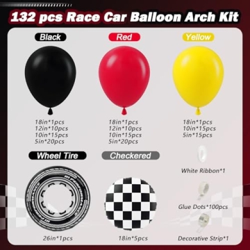132pcs Race Car Balloon Arch Kit for Kids Parties