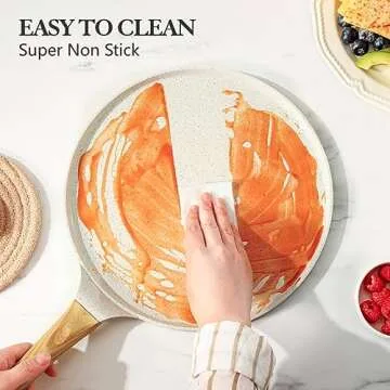 SENSARTE Nonstick Crepe Pan with Spreader, 10-Inch Natural Ceramic Coating Dosa Pan Pancake Flat Skillet Tawa Griddle with Stay-Cool Handle, Induction Compatible, PFOA Free (White)