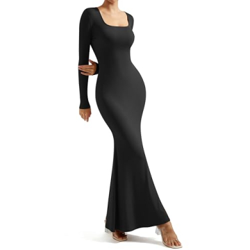Shop SUUKSESS Women Ribbed Maxi Long Sleeve Dress