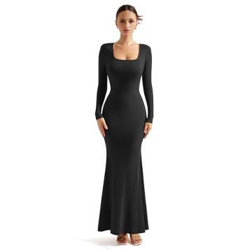 Shop SUUKSESS Women Ribbed Maxi Long Sleeve Dress