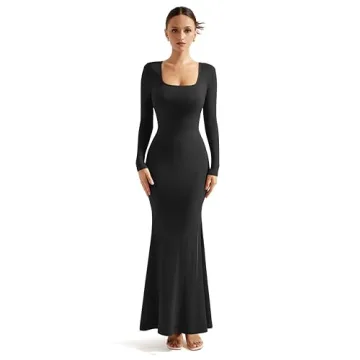 Shop SUUKSESS Women Ribbed Maxi Long Sleeve Dress