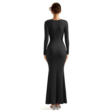 Shop SUUKSESS Women Ribbed Maxi Long Sleeve Dress