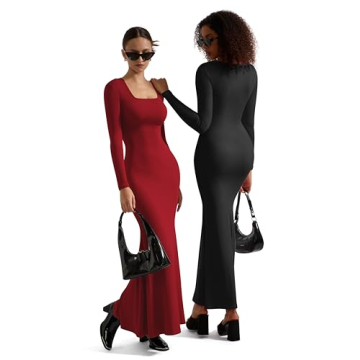 Shop SUUKSESS Women Ribbed Maxi Long Sleeve Dress