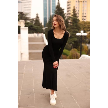 Shop SUUKSESS Women Ribbed Maxi Long Sleeve Dress