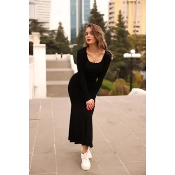 Shop SUUKSESS Women Ribbed Maxi Long Sleeve Dress