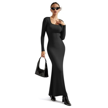 Shop SUUKSESS Women Ribbed Maxi Long Sleeve Dress