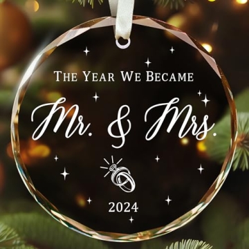 Exquisite Mr and Mrs Glass Ornament - Perfect Wedding Gift 2024