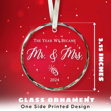 Mr and Mrs Glass Ornament for Weddings and Anniversaries
