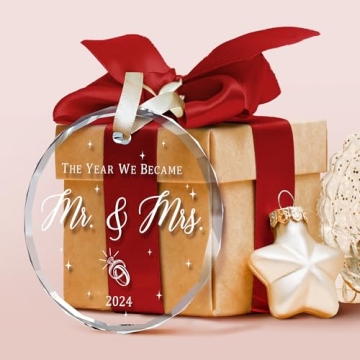 Mr and Mrs Glass Ornament for Weddings and Anniversaries