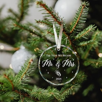 Mr and Mrs Glass Ornament for Weddings and Anniversaries