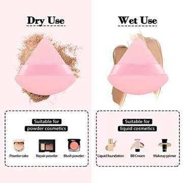 8Pcs of Triangular Powder Puff Makeup Sponges, Made of Super-soft Velvet, Designed for Contouring, Eye, and Corner, Beauty Blender Foundation Mixing Container.