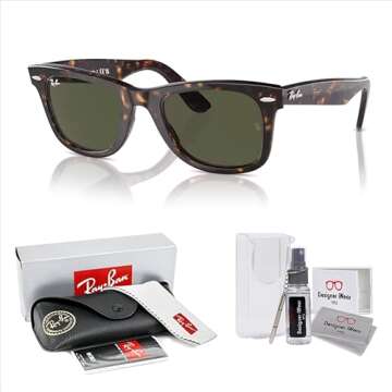Ray-Ban RB2140 WAYFARER 902 54M Tortoise/Crystal Lens G-15 Green Square Sunglasses for Men For Women + BUNDLE with Designer iWear Eyewear Kit