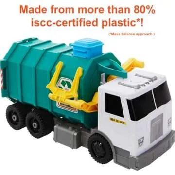 Matchbox 15-inch Recycling Truck, Lights & Sounds, Toy Cards for Kids Made from 80% ISCC-Certified Plastic* (*Mass Balance Approach)