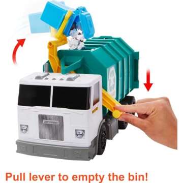 Matchbox 15-inch Recycling Truck, Lights & Sounds, Toy Cards for Kids Made from 80% ISCC-Certified Plastic* (*Mass Balance Approach)