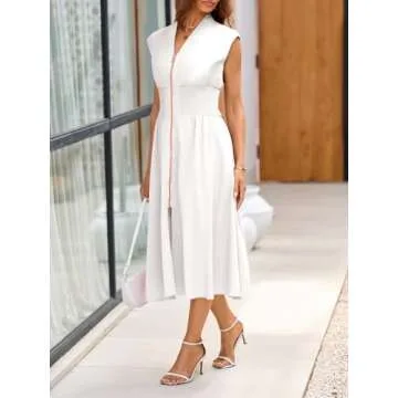 Chic Wenrine Summer Smocked Midi Dress for Women