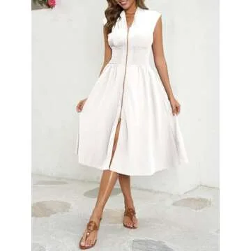 Chic Wenrine Summer Smocked Midi Dress for Women