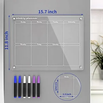 NPPLUS Acrylic Magnetic Dry Erase Board Calendar for Fridge