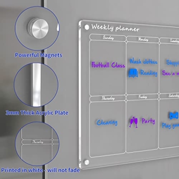 NPPLUS Acrylic Magnetic Dry Erase Board Calendar for Fridge