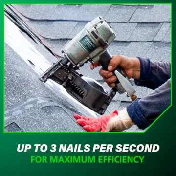 Metabo HPT Roofing Nailer, Pro-preferred Pneumatic Power Nailers, Ideal for Asphalt Roofing Shingles, 16 Degree 7/8″ to 1-3/4″ Roofing Nails, NV45AB2