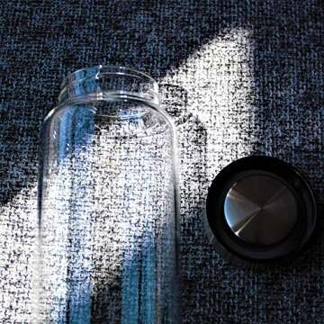 sunkey Glass Water Bottle 32 oz High Borosilicate with Neoprene Sleeve Leak Proof Lid Reusable Eco Friendly Bpa Free