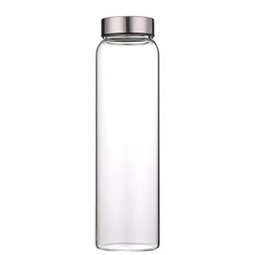 sunkey Glass Water Bottle 32 oz High Borosilicate with Neoprene Sleeve Leak Proof Lid Reusable Eco Friendly Bpa Free