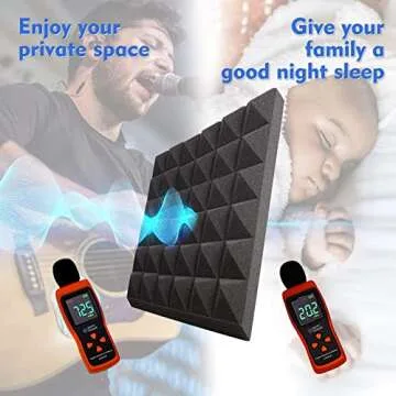 Jazzpuss Sound Proof Foam Panels, 2 inches Thick Acoustic Foam, 14 packs 2"x 12"x 12" Acoustic Foam Panels (Black）