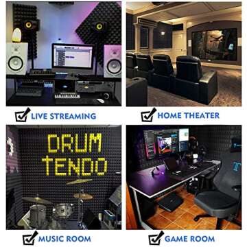 Jazzpuss Sound Proof Foam Panels, 2 inches Thick Acoustic Foam, 14 packs 2"x 12"x 12" Acoustic Foam Panels (Black）