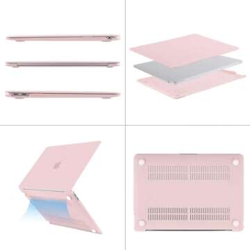 MOSISO Compatible with MacBook Air 13 inch Case 2022, 2021-2018 Release A2337 M1 A2179 A1932, Plastic Hard Shell&Keyboard Cover&Screen Film&Storage Bag for MacBook Air 13.3 inch Case, Rose Quartz