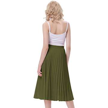 Casual Pleated Midi Skirt for T-Shirt Top Army Green Size XL KK659-6