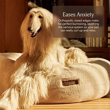 UnHide Floof Pet Bed - XL (40"x14") - Extra Soft Dog Bed - Removable Faux Fur Cover - Machine Washable - Helps Ease Pet Anxiety & Provides The Perfect Sleep, Beige