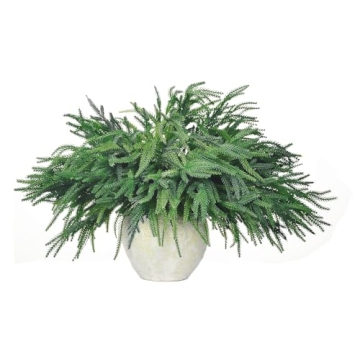 6 Bundles Norfolk Pine Stems Branches for Vases, 18 Inch Artificial Christmas Faux Fake Greenery Eve...