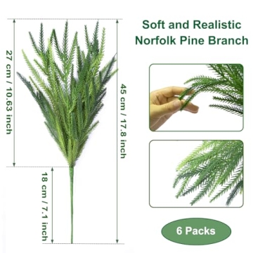 6 Bundles Norfolk Pine Stems for Holiday Decor