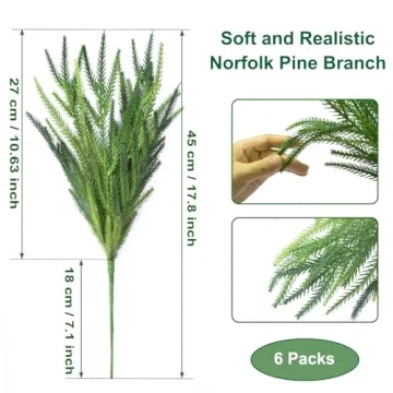 6 Bundles Norfolk Pine Stems for Holiday Decor