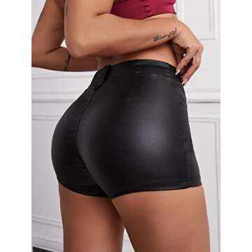 Floerns Women's High Waisted Faux Leather Shorts