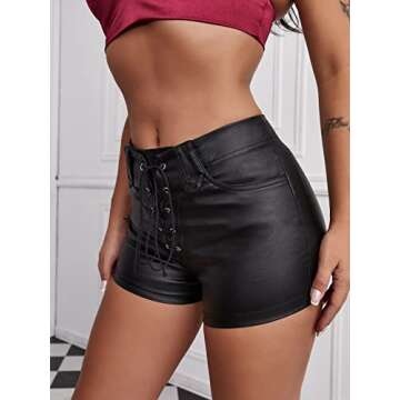 Floerns Women's High Waisted Faux Leather Shorts