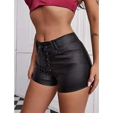 Floerns Women's High Waisted Faux Leather Shorts