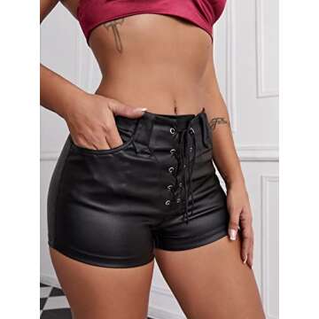 Floerns Women's High Waisted Faux Leather Shorts