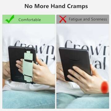 CoBak Secure Hand Strap for Kindle and Tablets - Versatile and Lightweight Finger Grip Holder for 6-7.5" Kindle/Kobo/Voyaga/Lenovo/Sony E-Book Tablet - High Elasticity, Sagegreen-1