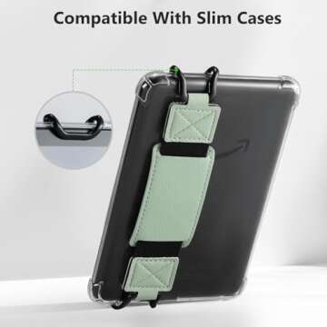 CoBak Secure Hand Strap for Kindle and Tablets - Versatile and Lightweight Finger Grip Holder for 6-7.5" Kindle/Kobo/Voyaga/Lenovo/Sony E-Book Tablet - High Elasticity, Sagegreen-1