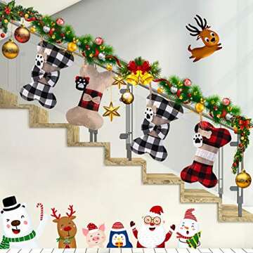 Yostyle Pet Dog Christmas Stockings Set of 3,Buffalo Plaid 18" Large Bone Shape Pets Stockings for Dogs Christmas Holiday Decorations