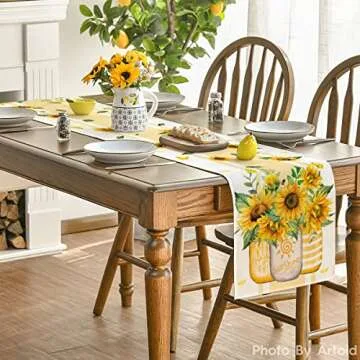 Artoid Mode Sunflower Table Runner for Summer Decor